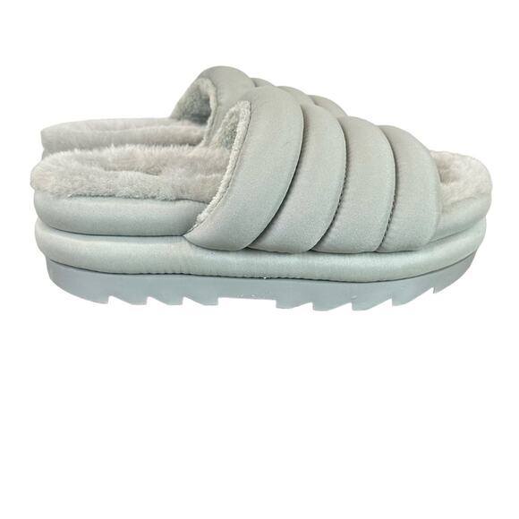 UGG Maxi Slide Cobbler Gray Grey Shearling Puff Sandal Sz 6 - Picture 5 of 8